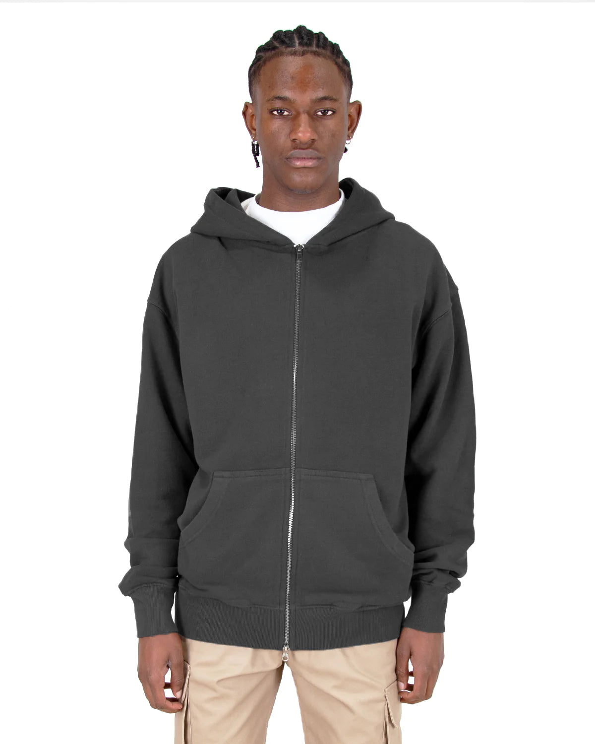 Shaka Wear GARMENT DYE DOUBLE ZIPPER HOODIE