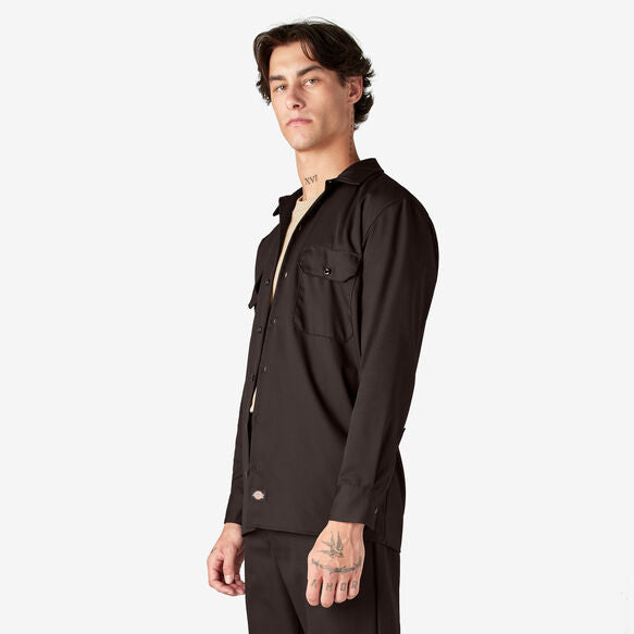 Dickies Long Sleeve Work Shirt Dark Brown