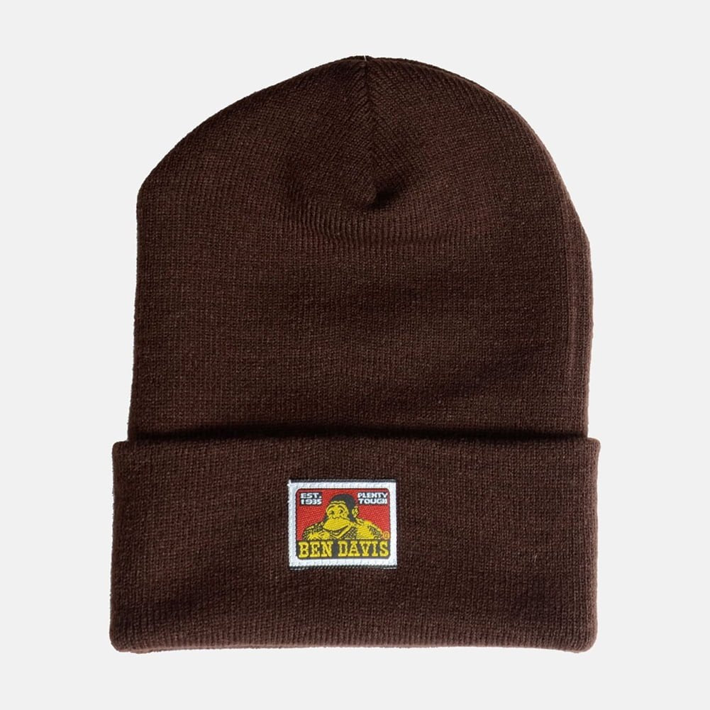 Ben Davis Beanie Unisex Acrylic Cuffed Knit Hat Mens Double Layered Casual Cap, Black, OS