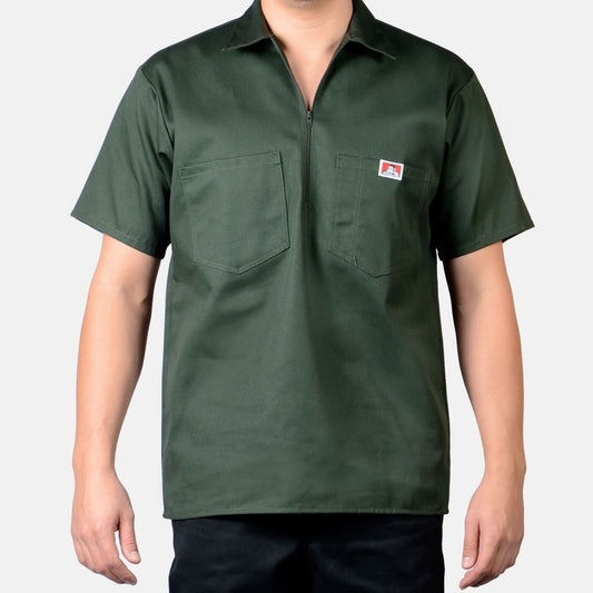 Ben Davis Men's Short Sleeve 1/2 Zip Work Shirt - Solid